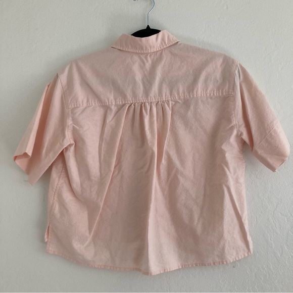 AYR The Book Club Cropped Button Down Top Pink Boxy Relaxed Preppy Womens XS - Picture 6 of 9